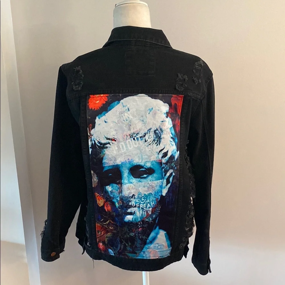 American BAZI distressed denim jacket NWT - Picture 1 of 14